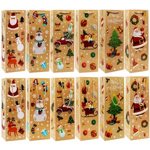 Sac en papier pour vin, emballage cadeau de Noël de luxe avec logo personnalisé du fabricant, pour les entreprises de boissons alcoolisées - Product Image 1