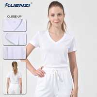 T-shirt pour femme à manches courtes et col en V, 100% coton mercerisé à l'azote liquide, personnalisé avec logo, 180 GSM, Kuenzi