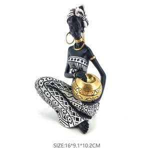 סיטונאי רטרו אפריקאי אישה פיסול אמן אופי פסל - Product Image 2