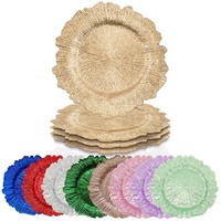 Assiettes de présentation réutilisables de 13 pouces dorées en plastique à motif récif, décoratives, pour événements formels, location et approvisionnement en gros