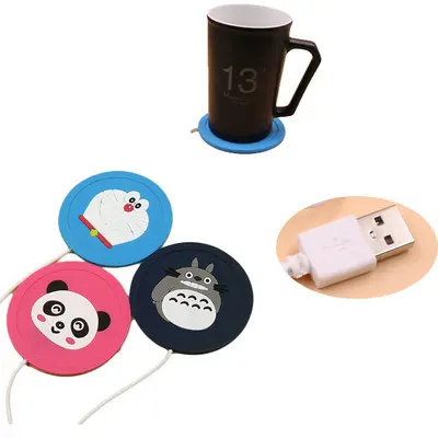 Cartoon Silikon USB Becher Wärmer Matte Dünne Tasse-Pad Kaffee Tee Getränk Heizung Tablett