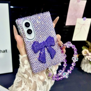 Coque de téléphone de luxe 3D avec nœud et strass en cristal pour <span class=keywords><strong>Samsung</strong></span> <span class=keywords><strong>Galaxy</strong></span> Z Fold 8 / Fold 7, coque arrière scintillante avec bracelet de poignet - Product Image 1
