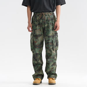 <span class=keywords><strong>กางเกง</strong></span>คาร์โก้ลายพรางวินเทจทรงหลวมขาตรงเอวผูกเชือกผ้าฝ้าย 100% สีสันสดใสสไตล์ลำลองมีกระเป๋าหลายช่อง - Product Image 1