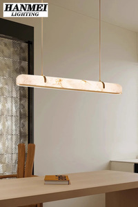 Lámpara de Araña LED Moderna de Cobre con Pantalla de Mármol, Fácil Instalación, Iluminación Decorativa para Hoteles y Hogares, Estilo Art Deco HM-PC-114 Moder - Product Image 4