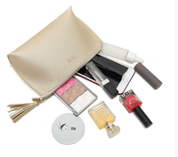 Pochette de toilette élégante et classique avec fermeture éclair, finition PU lisse, sac cadeau pour articles de toilette de salle de bain, petite trousse de maquillage, sac de vanité