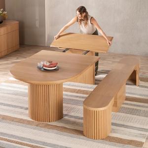 <span class=keywords><strong>Tavolo</strong></span> da Pranzo Allungabile in Rovere <span class=keywords><strong>Chiaro</strong></span> con Struttura in MDF Impiallacciato, L(114-165-216-267)*L114*H76cm, Mobile Elegante Personalizzabile per la Casa - Product Image 1