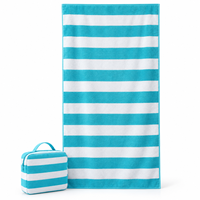 Serviette de plage turque en microfibre rayée - Grande, de luxe, sans sable, motif gaufré