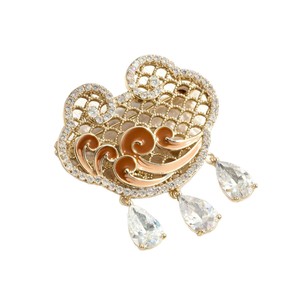 Traditional Chinese Style Auspicious Cloud Ruyi Brooch Copper Alloy Zircon Inlaid Women's Party Fashion Jewelry - Product Image 5