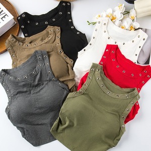 Vendita calda gilet estivo sottile a spalla larga Top in tinta unita <span class=keywords><strong>con</strong></span> imbottitura sul petto gilet alla moda senza maniche per ragazza - Product Image 2