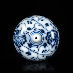 Zhongjiayao磁器カンフーティーポット景徳鎮手描き枝パターンチャイキルン青と白のセラミックティーポット