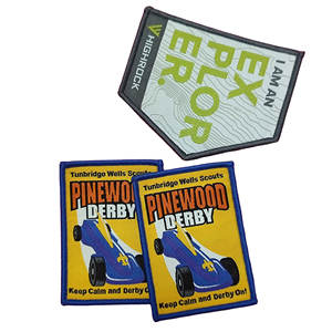 Logo personnalisé <span class=keywords><strong>Presse</strong></span> à chaud souple Étiquette en relief Joint tissé Logo multicolore <span class=keywords><strong>Brassard</strong></span> adhésif thermofusible - Product Image 3