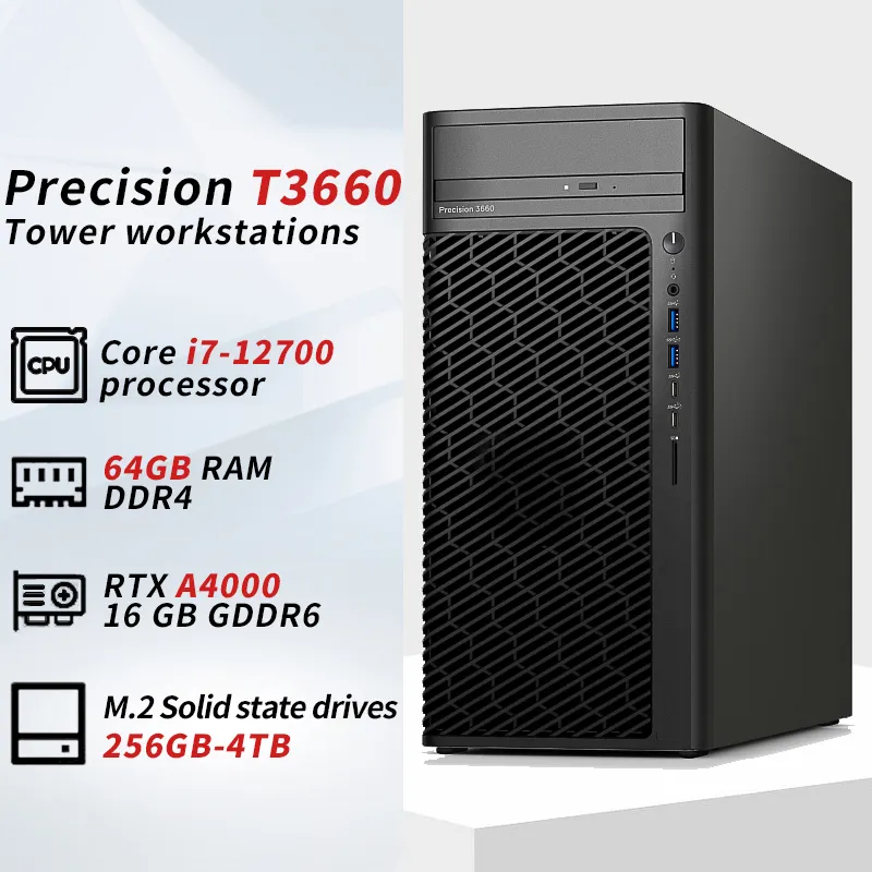 High Performance Precision T3660 Desktop Workstation Graphic 3D Design Rendering Modeling AIGC Model Training Tower Server