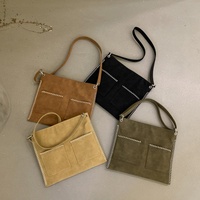 Nouveau Sac à Bandoulière en Daim PU Tendance 2026 pour Femme, Sac Hobo de Luxe en Similicuir avec Détails Cousus, Sac Fourre-tout