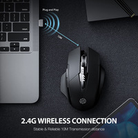 Mouse nirkabel optik ergonomis 2.4G, Mouse dapat diisi ulang dengan penerima USB dan tampilan daya penggunaan dapat disesuaikan dalam kotak