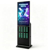 Borne de recharge partagée moderne et compacte avec affichage numérique, kiosque publicitaire LCD commercial sur pied