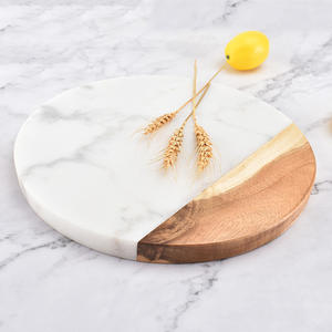 Tabla de cortar de mármol de madera de forma redonda personalizada para cocina para bandejas de panes de carne - Product Image 1