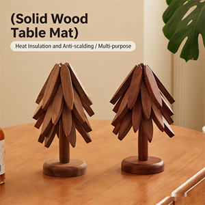 Sous-verres en bois en forme d'arbre, fabrication directe d'usine, best-seller, en vrac, avec base et support - Product Image 2