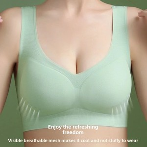 Summer Ultra-Thin Ice Silk Seamless <strong>Bra</strong> for Women Plus Size Large Busts 3/4 Cup Breathable Wireless Anti-Sagging <strong>Removable</strong> <strong>Pads</strong> - Product Image 4