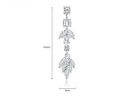 Boucles d'oreilles pendantes longues en forme de feuille, tendance, avec zircon scintillant, plaqué or rhodié, pour femme, idéales pour un anniversaire