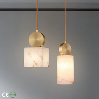 Lustre suspendu en marbre espagnol, design carré, luxueux et atmosphérique, idéal pour chambre à coucher, entrée, éclairage design en gros