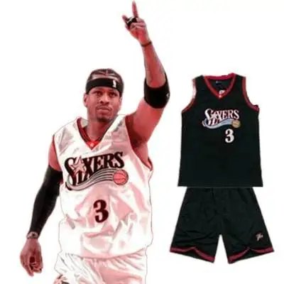 Iverson Não. 3 Conjunto Sixers Jerseys Bordados Retro de Basquete Respirável Terno Personalizável