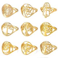 Bague Arbre de Vie Myshape, Nœud Celtique Sorcellerie, Arbre Généalogique, en Acier Inoxydable pour Femme, Alliance de Mariage, Bijoux Wiccan pour Couple
