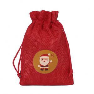 Sacs de calendrier de l'Avent de Noël en gros, pochettes en lin avec cordon de serrage personnalisables avec logo Père Noël pour bonbons et emballages cadeaux - Product Image 4