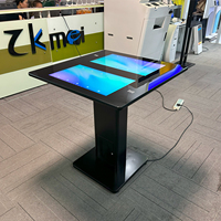 Table numérique interactive intelligente à double écran capacitif multi-touch de 21,5 pouces, noire, avec verre trempé, pour l'éducation commerciale