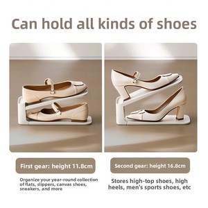 Foldable Design <b>Space</b>-<b>saving</b> Adjustable Double-Layer PP Material <b>Shoe</b> Rack Cabinet for <b>Shoes</b> and Slippers - Product Image 2