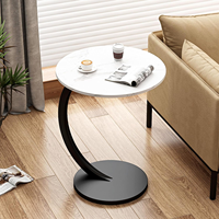 Table Moderne en Forme de C pour Canapé, avec Cadre Métallique pour Toute Pièce, Chambre à Coucher