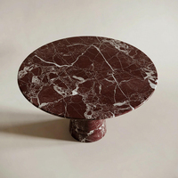 Kumusi Luxuriöser Rosso Levanto Natürlicher Burgunder Marmor Runder Cocktailtisch für Esszimmer