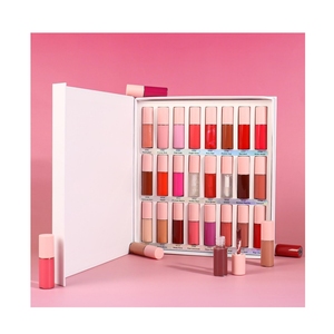 Kit Makeup Logo kustom kosmetik Lip Gloss DIY Lip Gloss berkilau merah muda <span class=keywords><strong>Set</strong></span> Lipstik Mini berkilau Matte grosir - Product Image 1