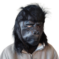 Masque de parodie en latex tête de chimpanzé pour diffusion en direct, accessoire durable pour Halloween et fêtes de carnaval, en stock