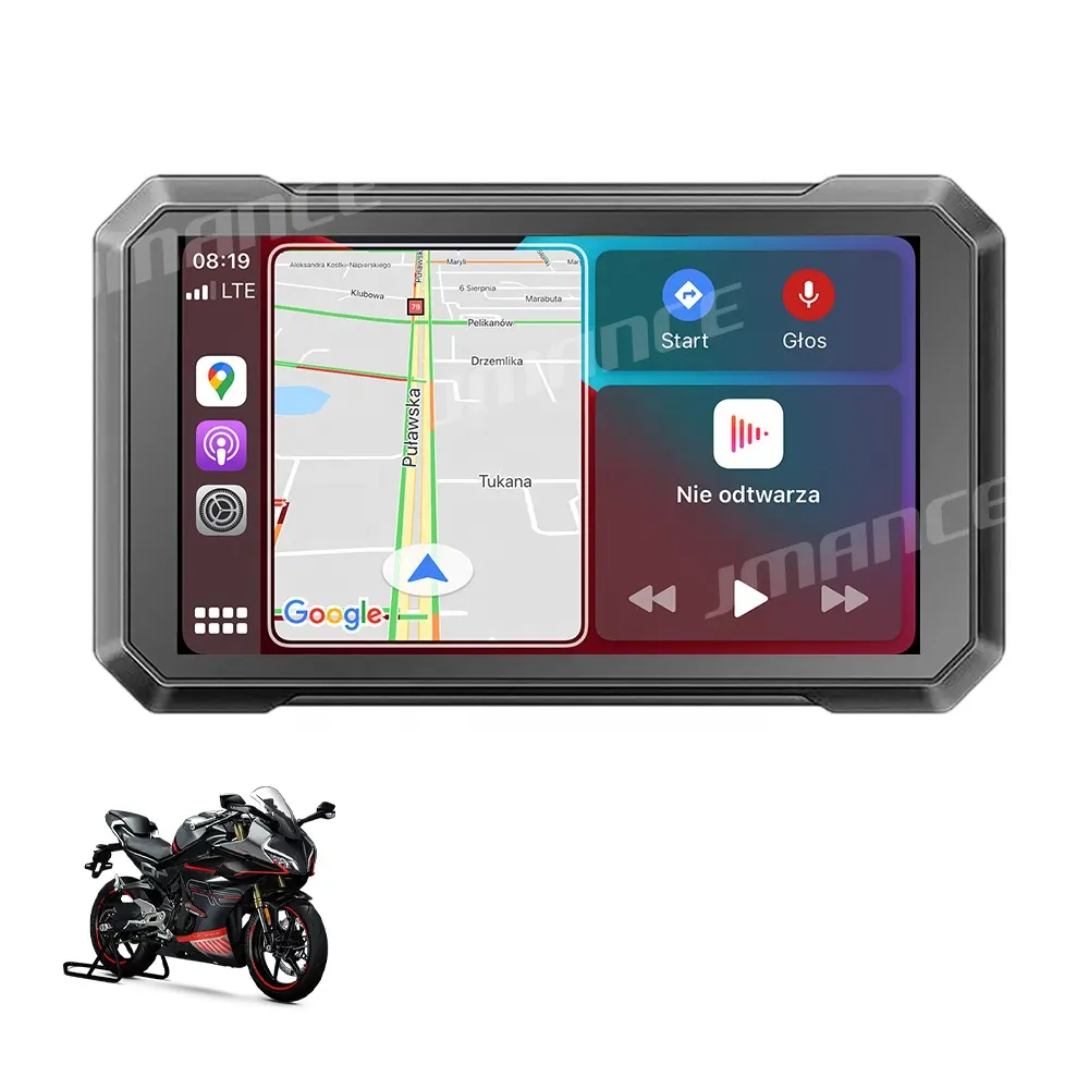 Jmance fábrica 7 pulgadas Ram 1GB Rom 16GB inalámbrico Carplay y Android Auto Wifi impermeable motocicleta navegación GPS