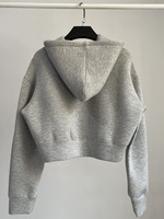 Sweat à capuche personnalisé pour femme, couleur unie, matière respirante, style court, automne, sport, haut court à l'encolure dégagée