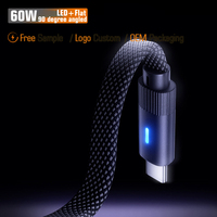 Cable de Carga Rápida PD de 60W, Tipo-C a C, USB 3A 20V, con Malla de Nailon Trenzada, para Computadora, Venta al Por Mayor