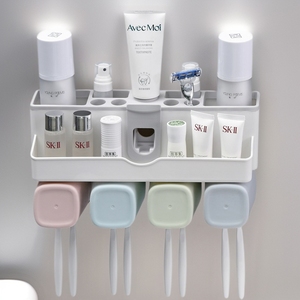 Bathroom Toiletries Organizer With Toothbrush Holder And <b>Toothpaste</b> <b>Dispenser</b> Suction Cup Wall Mounted Custom Size Durable - Product Image 2