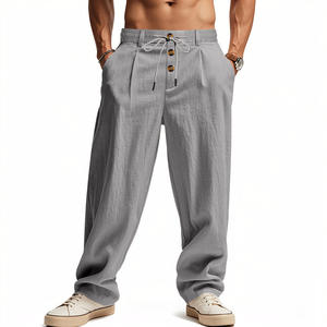 Pantalons de sport décontractés amples en coton <span class=keywords><strong>et</strong></span> lin respirant pour hommes, style européen <span class=keywords><strong>et</strong></span> américain, printemps <span class=keywords><strong>et</strong></span> été - Product Image 2