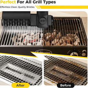 Brosse de nettoyage pour barbecue électrique sans fil, en fil d'acier, à vitesse réglable, avec long manche et tête de remplacement pour le nettoyage des grilles - Product Image 5
