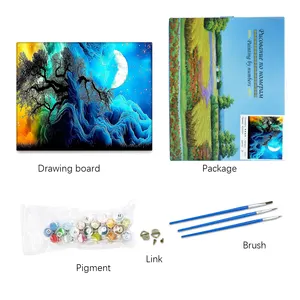 40x50cm Wholesale 5d Canvas Oil Paint By Numbers Creative Night And Day Picture Painting By Numbers Craft Kits For Adults