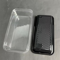 Boîte à gâteau rectangulaire transparente en PET avec base dorée, conteneur de boulangerie jetable en plastique, 15,7x7,7 cm, boîte à gâteau en plastique PET de qualité alimentaire