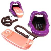 Nouveauté Sexy lèvres bouche téléphone filaire Mini téléphone fixe avec indicateur LED Audio/impulsion cadran langue étirement caractéristique