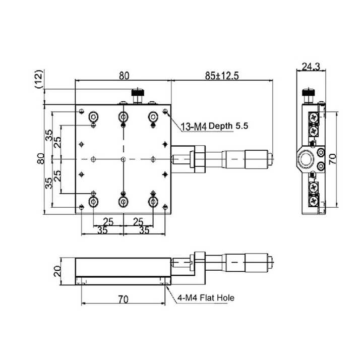 Keenso SEMX80-AS Tavola Scorrevole Lineare Di Precisione | Stadio Micrometro Manuale X Asse 80x80mm - Foto 3