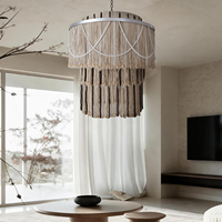 Lustre suspendu en macramé artisanal personnalisable en coton, style Art Déco Bohème, pour décoration intérieure et mariages