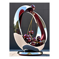 Sculpture de fraise géante personnalisée en acier inoxydable, artisanat moderne en métal poli miroir, statue de fruit