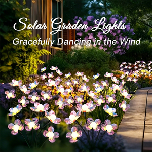 Lampes solaires LED colorées en forme de fleur, lumières de lucioles, décoration de <span class=keywords><strong>jardin</strong></span> extérieure, lampe de paysage, effet de <span class=keywords><strong>vent</strong></span> soufflant, 6 LED, lumière solaire de <span class=keywords><strong>jardin</strong></span> - Product Image 5