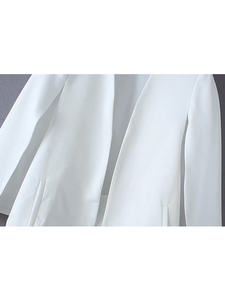 Blazer da <span class=keywords><strong>Donna</strong></span> ZA Tinta Unita con Scollo a V Nero Bianco per Ufficio Giacca Casual da <span class=keywords><strong>Donna</strong></span> con Design a Maniche Divise e Cappuccio Aperto - Product Image 4