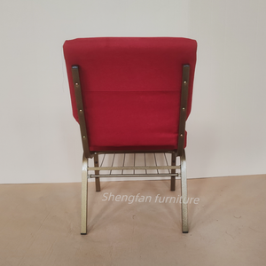 Chaise d'église en métal rembourrée et empilable, siège d'auditorium interlock rouge bordeaux, chaise de théâtre rembourrée, en promotion - Product Image 5