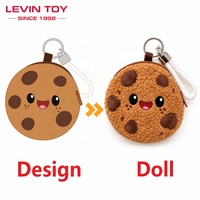 Porte-monnaie porte-clés personnalisé en peluche douce, motif cookie aux pépites de chocolat, avec fermeture éclair et sourire brodé