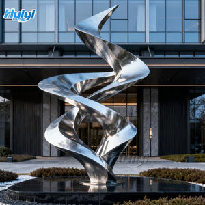 Sculpture de ruban en acier inoxydable à finition miroir, artisanat métallique abstrait moderne pour l'extérieur, à vendre - Product Image 4